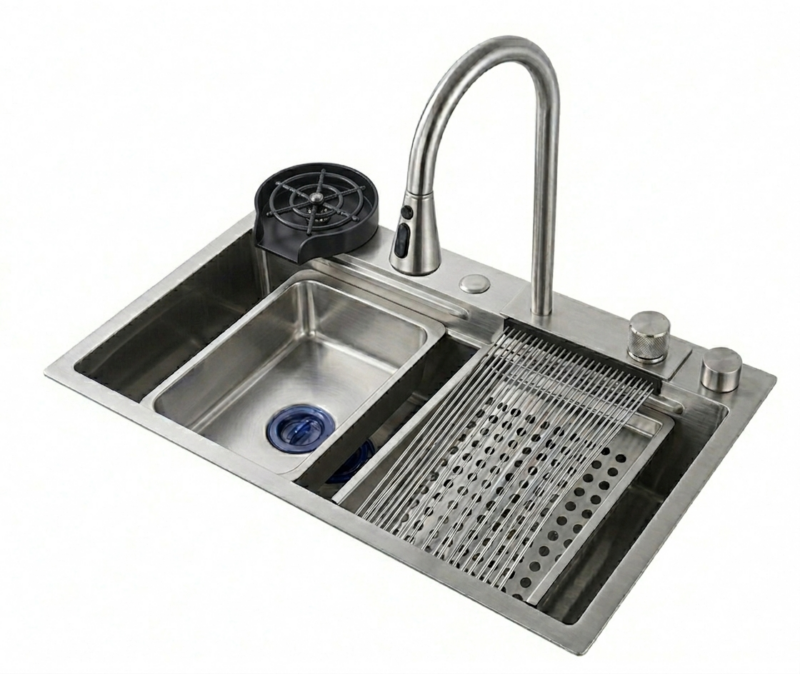 evier cascade inox simple 75X46