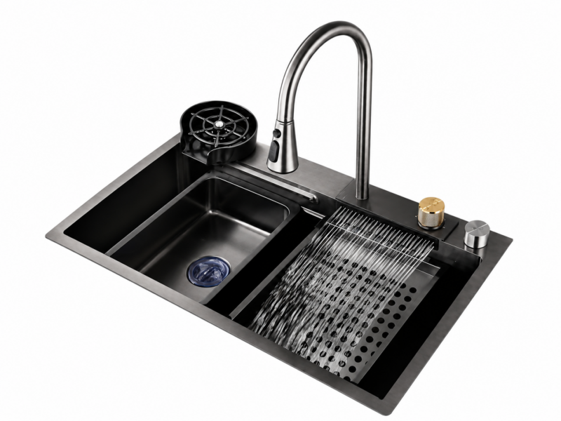 evier cascade noire semi option 75x46