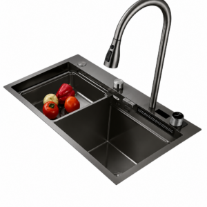 evier cascade noire simple 75x46